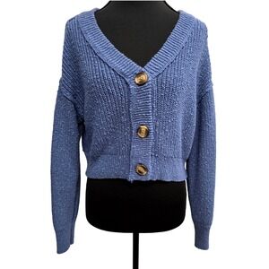 American Eagle Outfitters Cozy Cottagecore Blue Cropped Cardigan Sweater XS